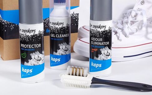 Kaps 4 Sneakers Shoe Care Cleaning Kit - Sneakers Gel Cleaner, Water Repellent Protector Spray, Odour Eliminator 100 ml, Nubuck and Suede Brush – Suitable for Trainer, Suede, Leather, and Nubuck Shoes in Saudi Arabia
