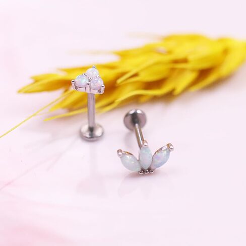 CHARMONLINE 925 الفضة الاسترليني أعلى دفع في أوبال بدون خيوط / تشيكوسلوفاكيا مسمار الظهر المسطح 925 الفضة الغضروف القرط الأنف مسمار الشفاه الدائري حلق اللولب مسمار الزنمة ثقب المجوهرات للنساء الرجال in Kuwait