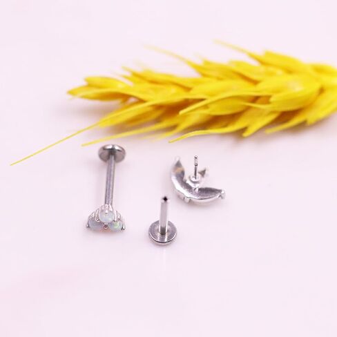 CHARMONLINE 925 الفضة الاسترليني أعلى دفع في أوبال بدون خيوط / تشيكوسلوفاكيا مسمار الظهر المسطح 925 الفضة الغضروف القرط الأنف مسمار الشفاه الدائري حلق اللولب مسمار الزنمة ثقب المجوهرات للنساء الرجال in Kuwait