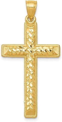 Diamond2Deal 14k Yellow Gold Diamond-Cut Latin Cross Pendant Fine Jewelry for Women in Saudi Arabia
