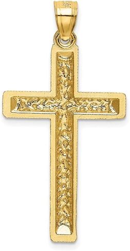 Diamond2Deal 14k Yellow Gold Diamond-Cut Latin Cross Pendant Fine Jewelry for Women in Saudi Arabia
