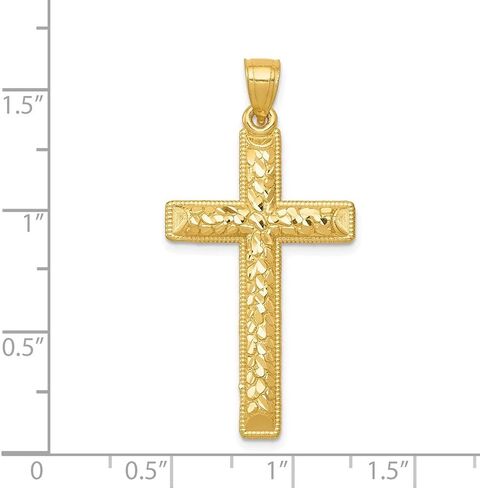 Diamond2Deal 14k Yellow Gold Diamond-Cut Latin Cross Pendant Fine Jewelry for Women in Saudi Arabia