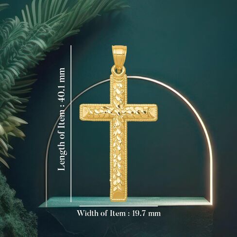 Diamond2Deal 14k Yellow Gold Diamond-Cut Latin Cross Pendant Fine Jewelry for Women in Saudi Arabia