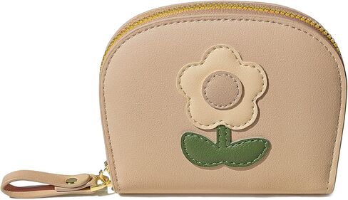 YINHEXI Cute Card Holder Wallet for Women, RIFD Small Leather Zipper Credit Card Holder Wallet for Women with Keychain Wristlet, Business Card Holder and Women (Black) in Kuwait