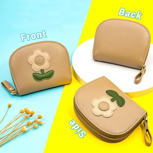 YINHEXI Cute Card Holder Wallet for Women, RIFD Small Leather Zipper Credit Card Holder Wallet for Women with Keychain Wristlet, Business Card Holder and Women (Black) in Kuwait