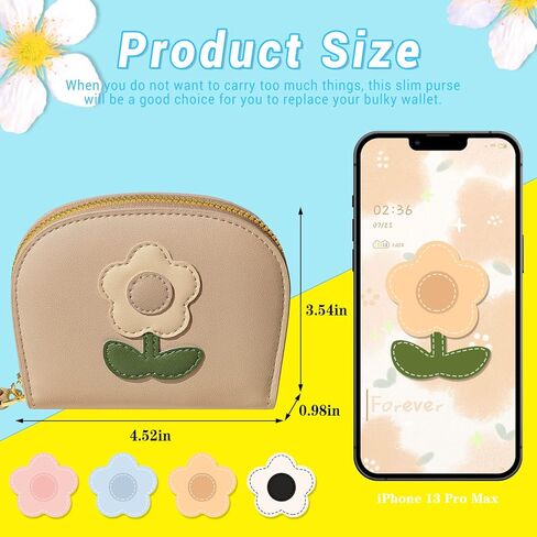 YINHEXI Cute Card Holder Wallet for Women, RIFD Small Leather Zipper Credit Card Holder Wallet for Women with Keychain Wristlet, Business Card Holder and Women (Black) in Kuwait