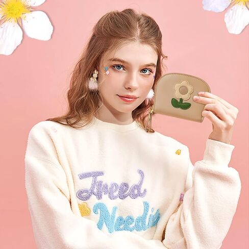 YINHEXI Cute Card Holder Wallet for Women, RIFD Small Leather Zipper Credit Card Holder Wallet for Women with Keychain Wristlet, Business Card Holder and Women (Black) in Kuwait