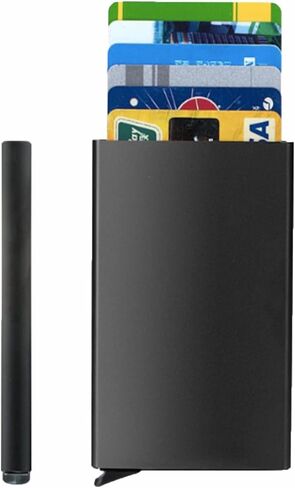 4 Pack Slim Pop Up Credit Card Wallet, RFID Blocking, Single Box 10+ Cards Storage (Black Metal) in Saudi Arabia