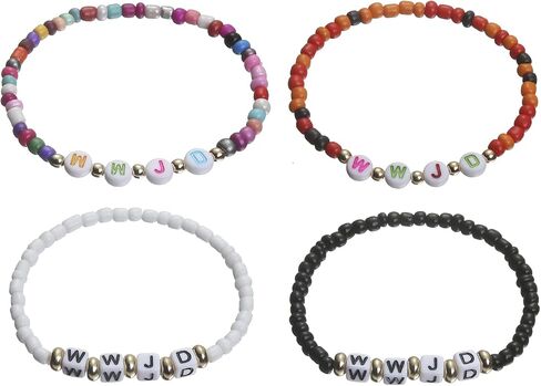 WWJD Bracelets for Teen Girls Colorful Beaded Bracelets for Women What Would Jesus D Bracelets Layered Letter Bracelets Inspirational Religious Reminder Jewelry Gift for Her in Saudi Arabia