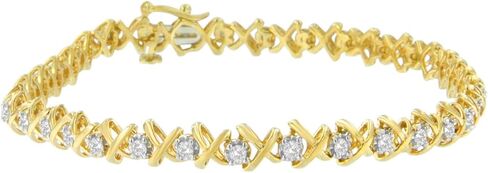 Yellow Plated Sterling Silver X Link Diamond Bracelet (1cttw, H-I color, I3 clarity) in Kuwait