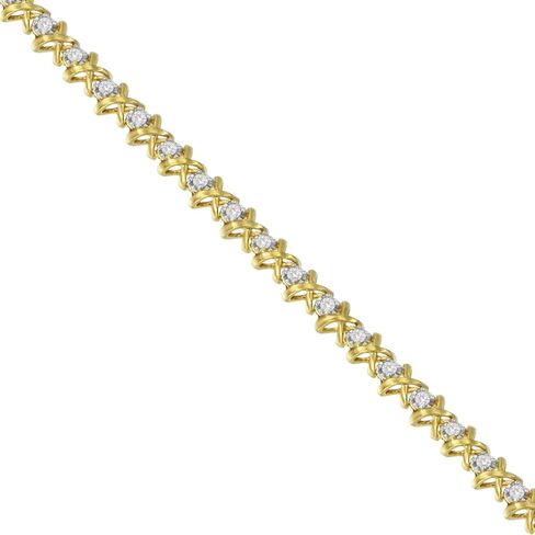 Yellow Plated Sterling Silver X Link Diamond Bracelet (1cttw, H-I color, I3 clarity) in Kuwait