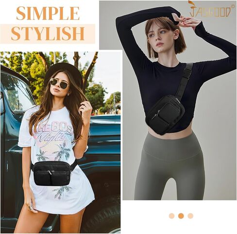 JASGOOD Women Small Crossbody Bags Fashion Designer Waist Purse Mini Sling Fanny Chest Pack Black in Saudi Arabia