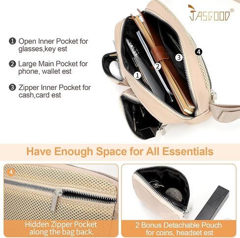 JASGOOD Women Small Crossbody Bags Fashion Designer Waist Purse Mini Sling Fanny Chest Pack Black in Saudi Arabia