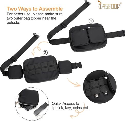 JASGOOD Women Small Crossbody Bags Fashion Designer Waist Purse Mini Sling Fanny Chest Pack Black in Saudi Arabia