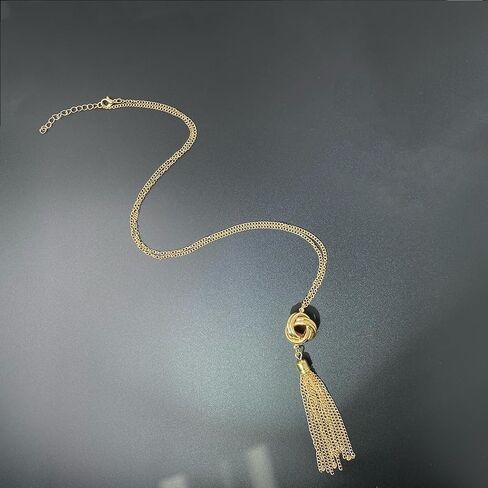 Shegirl Long Tassel Necklace Knot Tassel Pendant Necklaces Silver Y Necklace Sweater Chain for Women and Girls in Saudi Arabia