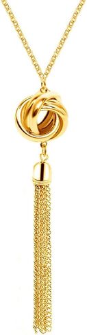 Shegirl Long Tassel Necklace Knot Tassel Pendant Necklaces Silver Y Necklace Sweater Chain for Women and Girls in Saudi Arabia