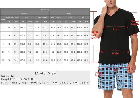 طقم بيجامة من القطن للرجال بأكمام قصيرة ملابس نوم قطعتين أطقم ملابس نوم مريحة مع شورت in Kuwait