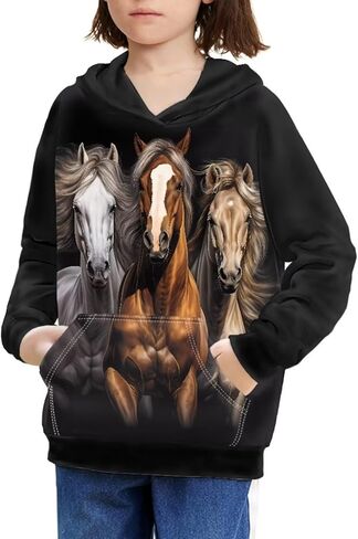 ZFRXIGN Hoodies Youth for Girls Boys Kids 6-16 Years Long Sleeve Hooded Sweatshirt with Pockets Teenage in Kuwait