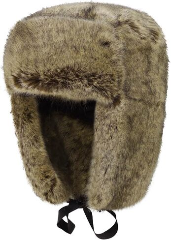 Men Winter Trapper Hat Faux Rabbit Fur Russian Ushanka Hat Thick Warm Plush Earflap Cap for Skiing Hunting Cycling in Saudi Arabia