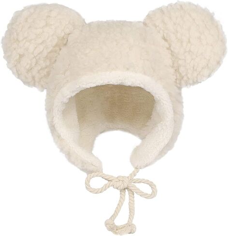 WXOIEOD Women Plush Bear Hat, Super Soft Warm Hat with Big Ear Flaps, Cute Winter Warm Floppy Ear Beanie Cap for Unisex Adults Girls Halloween Cosplay Christmas Party Beige, Beige, One size in Saudi Arabia