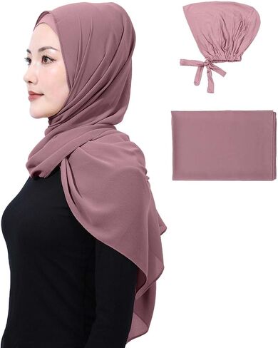 Matched Hijab and Undercap Set, Chiffon Muslim Head Scarf for Women, A Perfectly Decent Combination in Saudi Arabia
