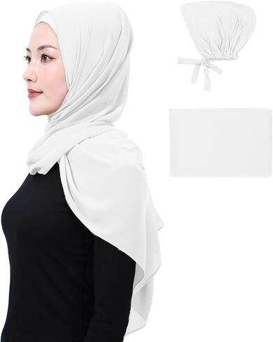 Matched Hijab and Undercap Set, Chiffon Muslim Head Scarf for Women, A Perfectly Decent Combination in Saudi Arabia