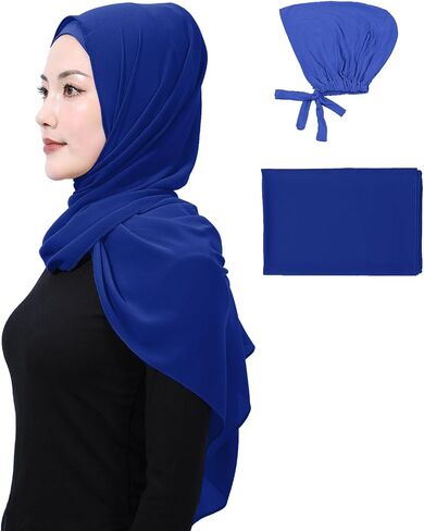Matched Hijab and Undercap Set, Chiffon Muslim Head Scarf for Women, A Perfectly Decent Combination in Saudi Arabia