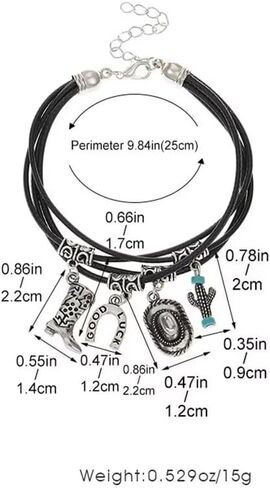 Zhang shine Western Cowboy Bracelet Multilayer Leather Boho Multi-Layer Vintage Cowgirl Hat Boots Bracelets For Women Men West Holiday Party Jewelry Gifts in Saudi Arabia