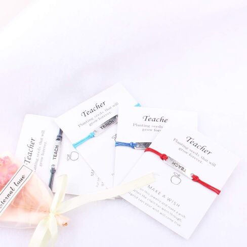 8 Pieces Teach Blessing Card Bracelets for Women Men Colorfu Greeting Bracelets Card Teacher Blessing Bangles Teacher's Day Gift in Saudi Arabia