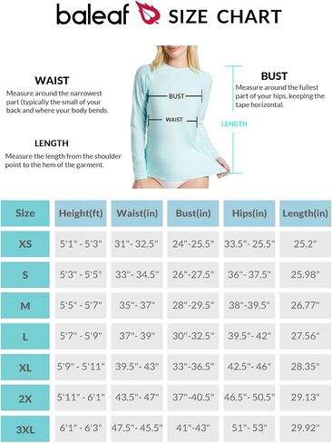 BALEAF Women's Long Sleeve Rash Guard Swim Shirt UPF 50+ Sun Protection Rashguard Lightweight Swimsuits Top in Saudi Arabia