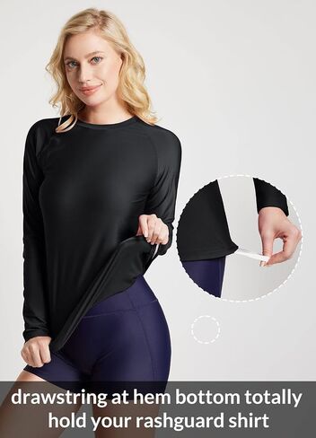 BALEAF Women's Long Sleeve Rash Guard Swim Shirt UPF 50+ Sun Protection Rashguard Lightweight Swimsuits Top in Saudi Arabia