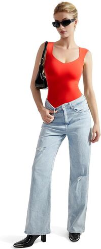 SUUKSESS Women Sexy Sweetheart V Neck Thong Bodysuit Basic Sleeveless Tank Tops in Saudi Arabia