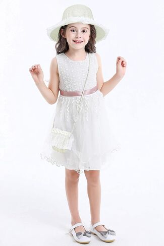 Bienvenu Girls Hats for Kids Beach Hat Wide Brim with Bag Set Girls Straw Hat in Saudi Arabia