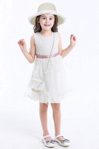 Bienvenu Girls Hats for Kids Beach Hat Wide Brim with Bag Set Girls Straw Hat in Saudi Arabia