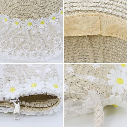 Bienvenu Girls Hats for Kids Beach Hat Wide Brim with Bag Set Girls Straw Hat in Saudi Arabia
