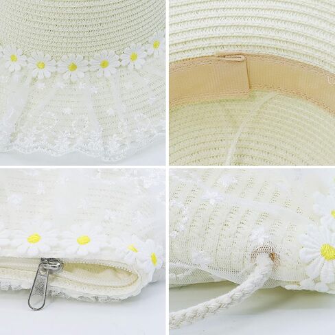 Bienvenu Girls Hats for Kids Beach Hat Wide Brim with Bag Set Girls Straw Hat in Saudi Arabia