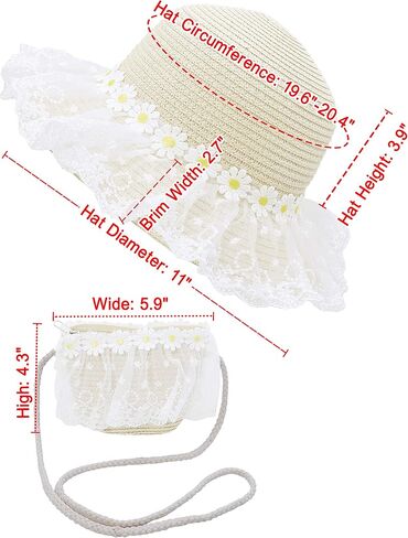 Bienvenu Girls Hats for Kids Beach Hat Wide Brim with Bag Set Girls Straw Hat in Saudi Arabia