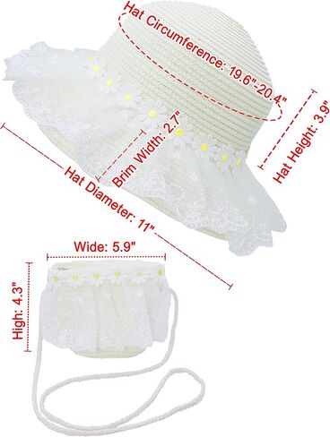 Bienvenu Girls Hats for Kids Beach Hat Wide Brim with Bag Set Girls Straw Hat in Saudi Arabia