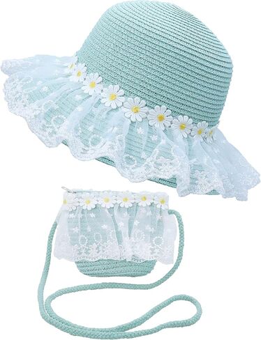 Bienvenu Girls Hats for Kids Beach Hat Wide Brim with Bag Set Girls Straw Hat in Saudi Arabia