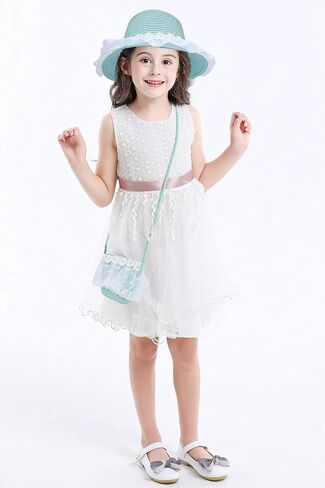 Bienvenu Girls Hats for Kids Beach Hat Wide Brim with Bag Set Girls Straw Hat in Saudi Arabia