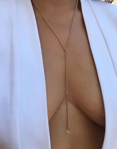 الطبقات حجر الراين الجسم سلسلة مثير الجسم سلسلة كروس بيكيني الصدرية البطن الخصر سلسلة قلادة الشاطئ الجسم قلادة مجوهرات للنساء in Kuwait