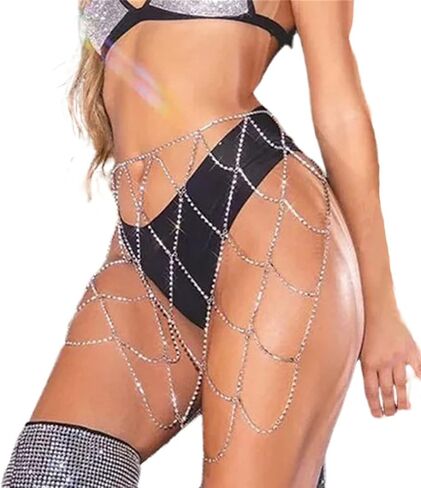 حجر الراين الجسم سلسلة مجوهرات بيكيني سلسلة التنانير مثير الجسم مجوهرات الذهب المنسوجة الهذيان ملهى ليلي حزب البطن سلسلة للنساء in Kuwait