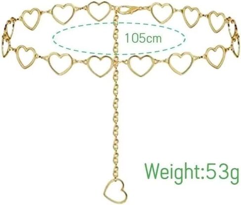 Metal Waist Chain Women Girls - Gold Silver Long Tassel Love Hearts Pendant Adjustable Body Link Belts Body Belly Jewelry for Jeans Dresses in Kuwait