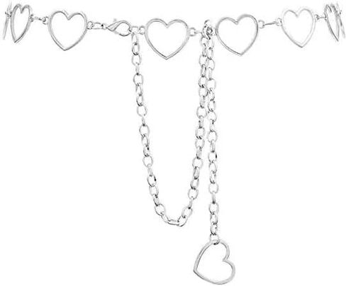 Metal Waist Chain Women Girls - Gold Silver Long Tassel Love Hearts Pendant Adjustable Body Link Belts Body Belly Jewelry for Jeans Dresses in Kuwait
