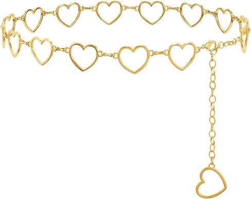 Metal Waist Chain Women Girls - Gold Silver Long Tassel Love Hearts Pendant Adjustable Body Link Belts Body Belly Jewelry for Jeans Dresses in Saudi Arabia