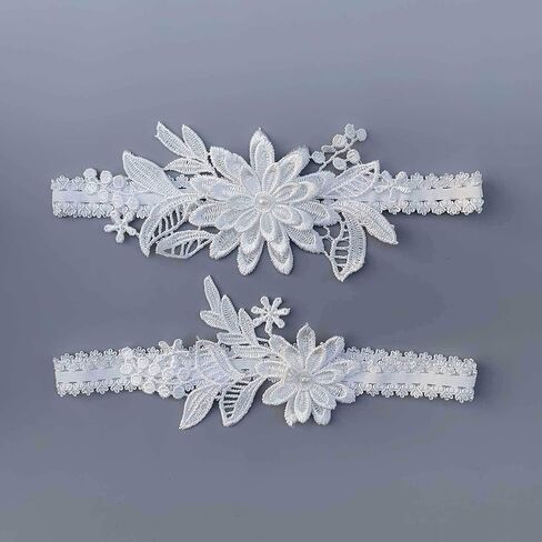 Bridal Wedding Garters Lace Flower Garter Set Stretch Garter Bride Leg Garters Custom for Women and Girls (Pack of 2) (Sky Blue) in Saudi Arabia