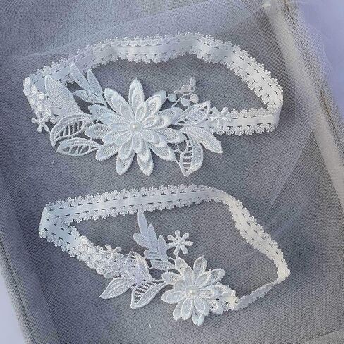 Bridal Wedding Garters Lace Flower Garter Set Stretch Garter Bride Leg Garters Custom for Women and Girls (Pack of 2) (Sky Blue) in Saudi Arabia