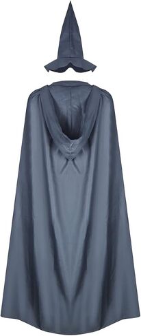 Pagan Tunic Costume Wizard Cloak Robe Cosplay Grey Robe Hat Full Set Outfits for Adult in Kuwait