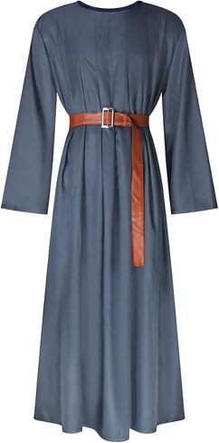 Pagan Tunic Costume Wizard Cloak Robe Cosplay Grey Robe Hat Full Set Outfits for Adult in Kuwait