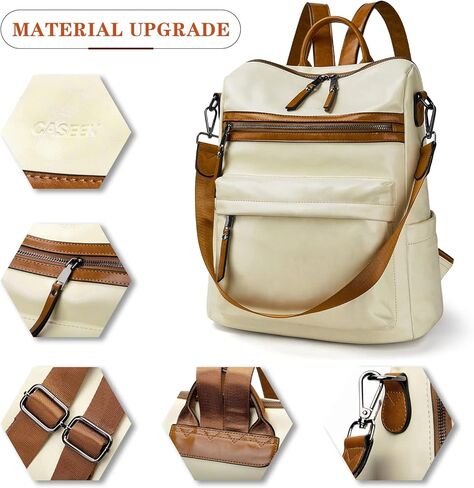 حقيبة ظهر نسائية من CASEEK، حقيبة ظهر جلدية، تصميم متعدد الأغراض، حقيبة ظهر قابلة للتحويل، محفظة عصرية للسفر، حقيبة ظهر جلدية للنساء، كتف يومي كاجوال in Kuwait